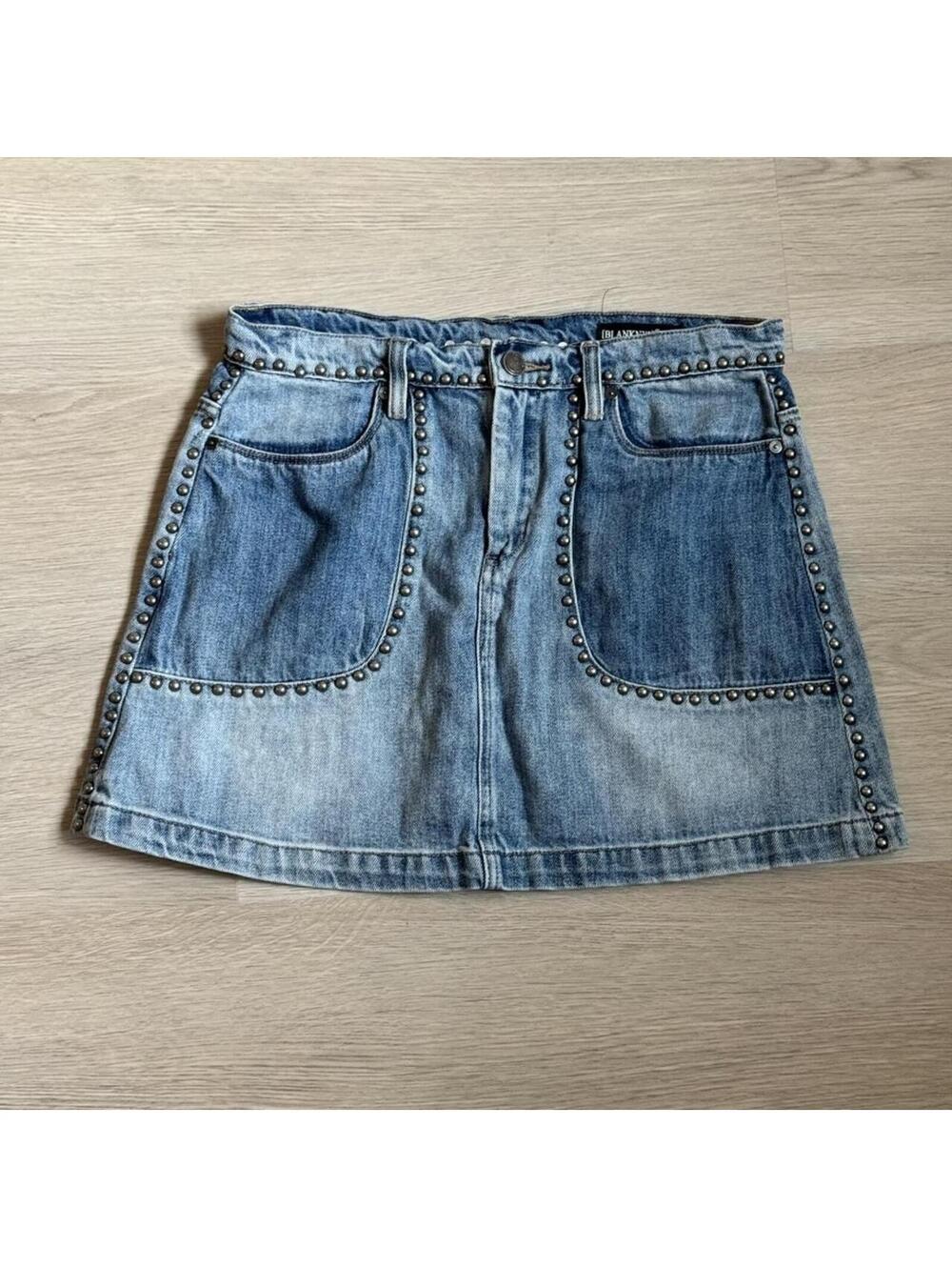 ੈ✩‧₊˚y2k style blue denim and silver studded skirt